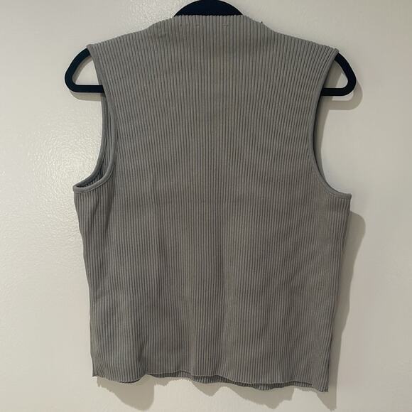 Vince Slvls Mock Neck Ribbed Sweater Size Large Gray - Picture 8 of 8